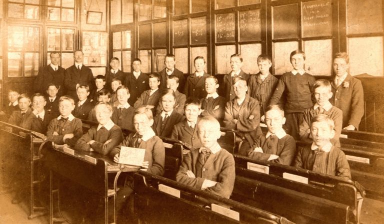 Boys In Schoolroom Sepia 1900 1920