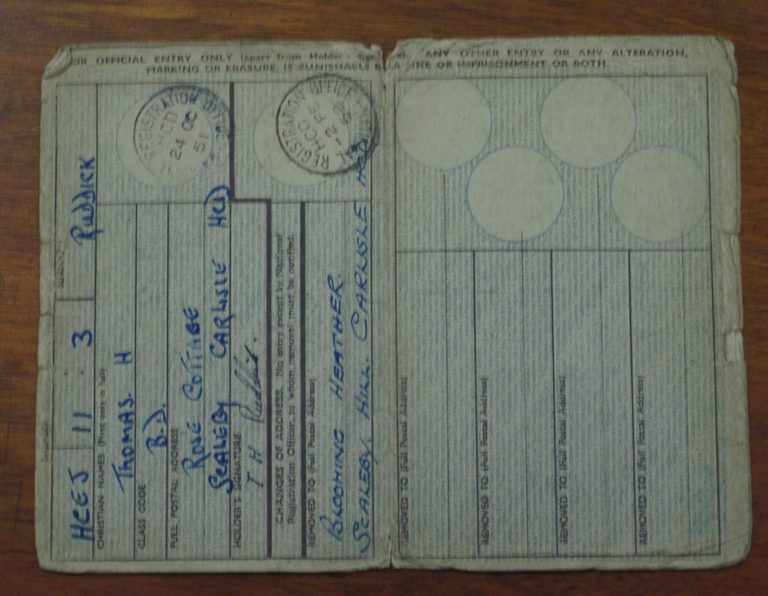 Car Registration Book 1951