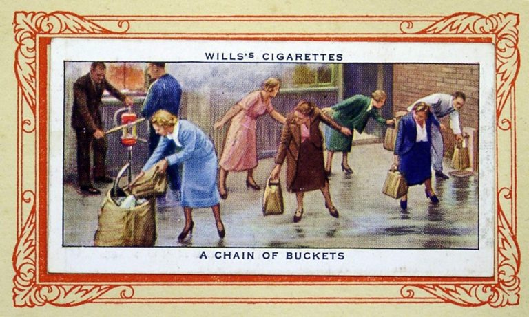 Cigarette Card In War Chain Of Buckets