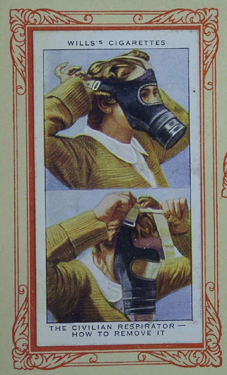 Cigarette Card In War Gas Mask Female