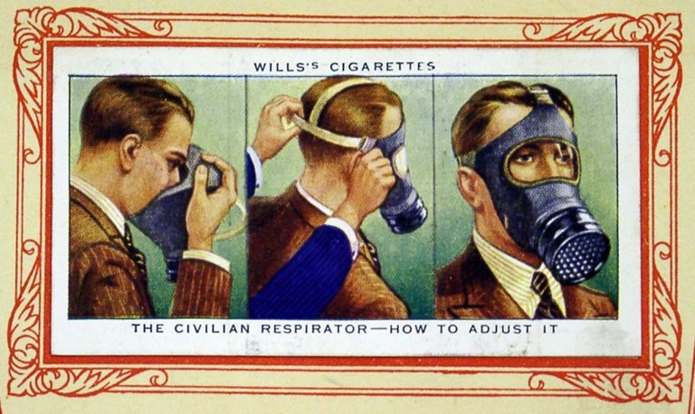 Cigarette Card In War Gas Mask Instructions