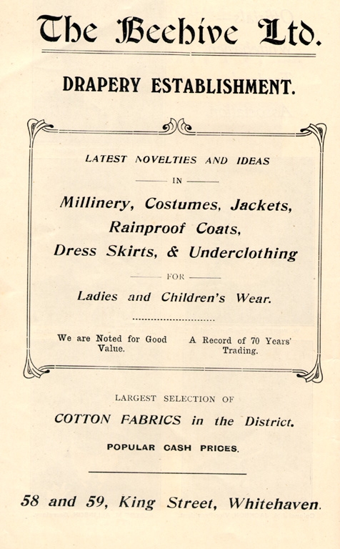 Clothes Beehive Draper Advert 1912