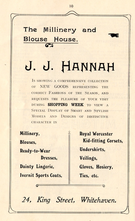 Clothes JJ Hannah Clothing Advert 1912