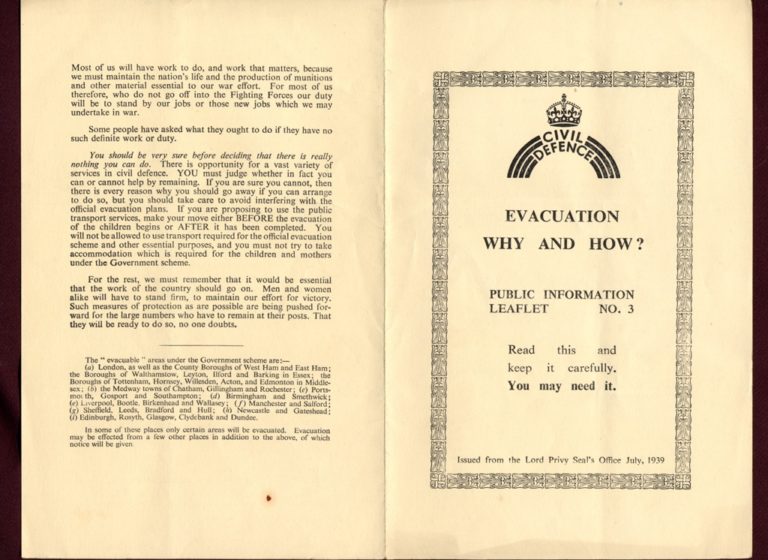 Evacuation In War Why And How Public Informaton Leaflet 1939 P1