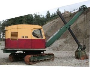 Excavator RB19 at stockpile 1 Threlkeld Quarry