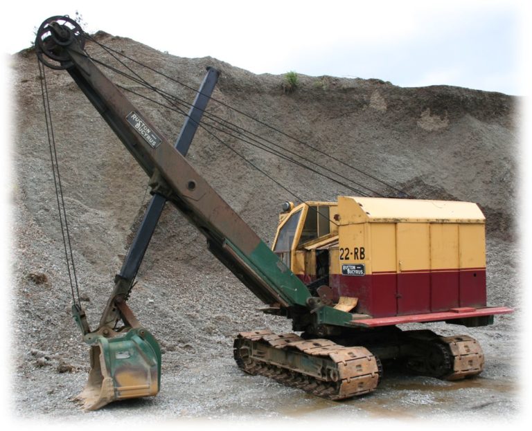 Excavator RB22 at stockpile 2 Threlkeld Quarry