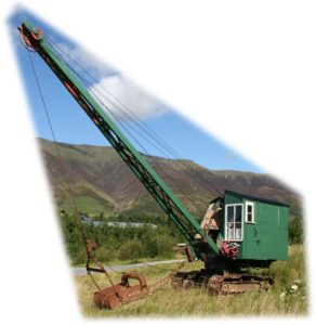 Excavator priestman cub jib cutout Threlkeld Quarry