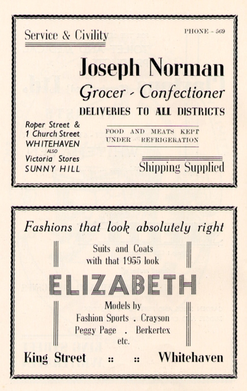 Grocer And Clothes Shop Advert 1955ptr