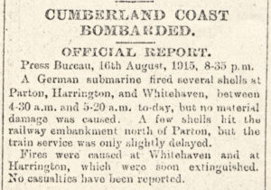 Lowca Cumberland Coast Bombarded War 1915