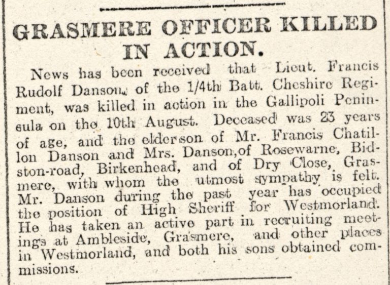 Lowca Grasmere Officer Killed In War Action