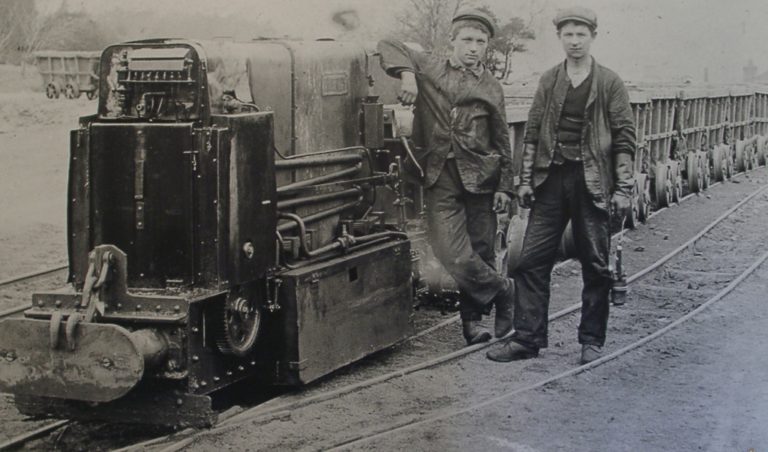 Mining Hoppers On Train Engine 2 Young Lads