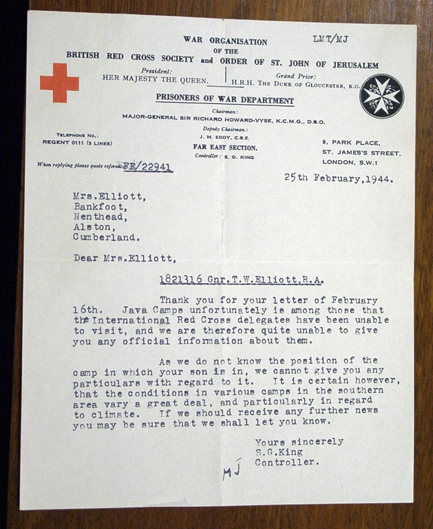 Prisoner Of War Letter