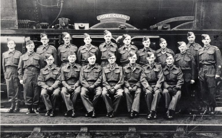 War Home Guard Company With Railway Locomotive Home Guard 1945 Railway