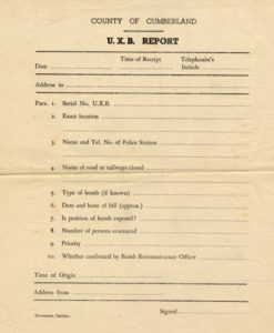 Wartime Unexploded Bomb Report Form Blank